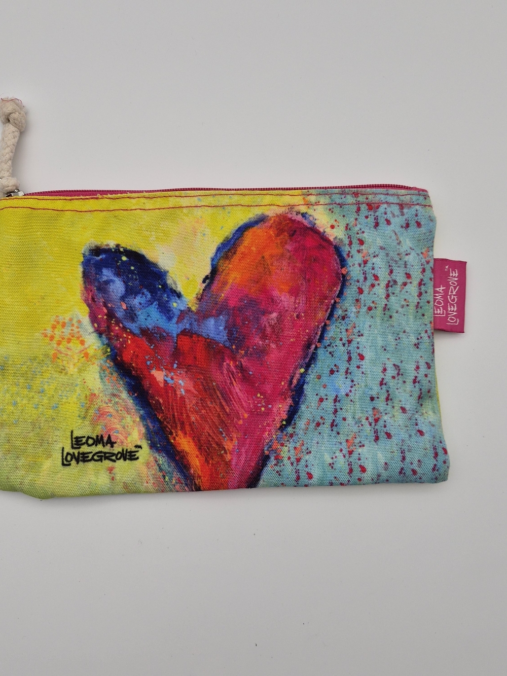 Leoma Lovegrove Vibrant Heart Canvas Zip Cosmetic Pouch - Pink/Blue/Yellow